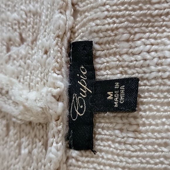 Cupio Open Front Cardigan Sweater Fringe Tassel Longsleeve Lapel Collar Casual M - Picture 11 of 14